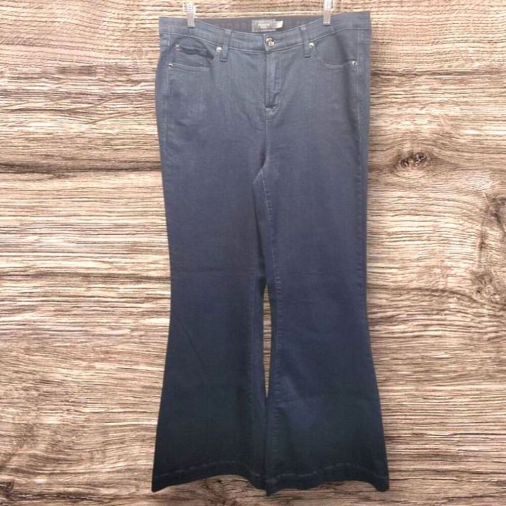 Torrid DARK Blue Stretch Denim Wide Flare Jeans Size 16R
